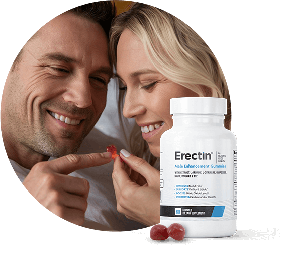 Smiling Couple holding Erectin Gummies